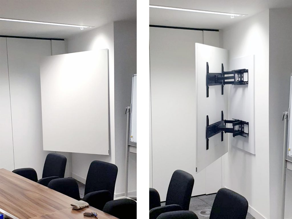 Wall Mounted Swivel Whiteboard Using Awkward Spaces Logovisual Ltd